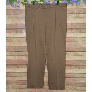 Roundtree Yorke Travel Smart Pants Men 40X34 Brown Core Comfort Waistband